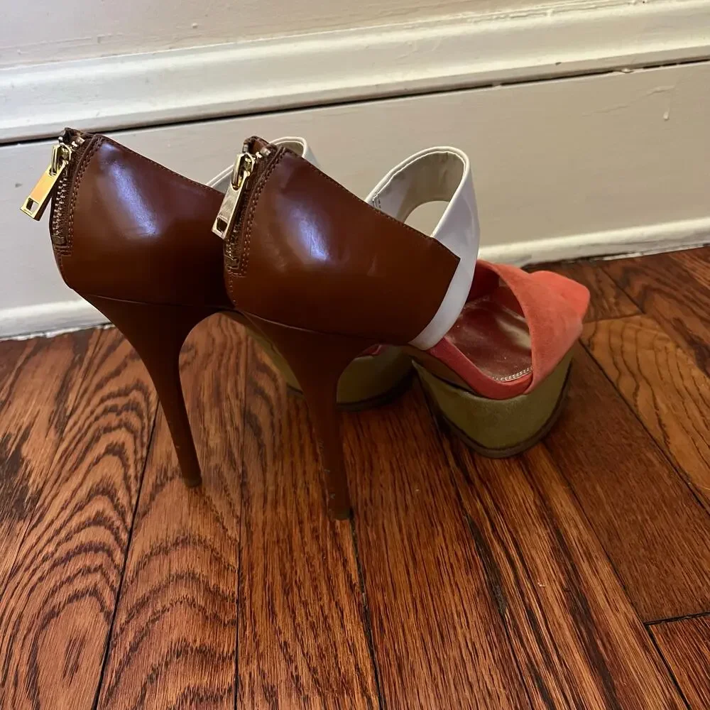 Bakers Vanessa Y2K Colorblock Platform Stiletto Heels Suede Leather 7.5